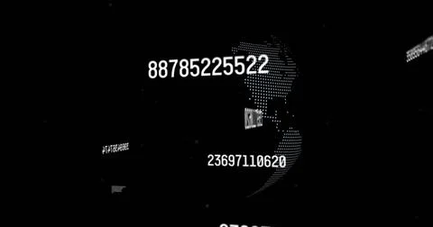 Image of data processing over globe on black background Stock Photos