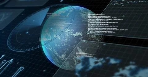 Image of data processing over globe Stock Photos