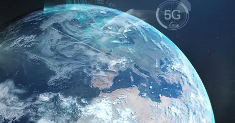 Image of data processing over globe Stockfoto's
