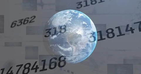 Image of data processing over globe Stockfoto's