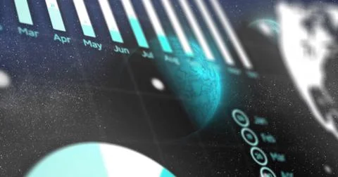 Image of data processing over globes Stock Illustration