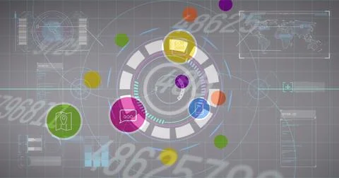 Image of data processing over gray background Stock Illustration