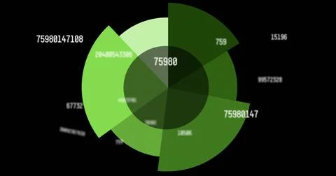 Image of data processing over green circular scanner on black background Foto stock