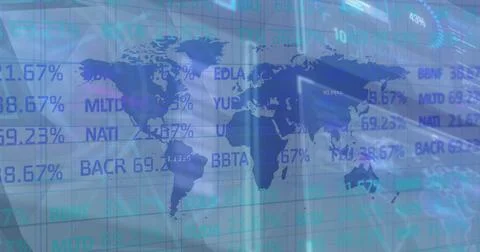 Image of data processing over grey background Foto stock