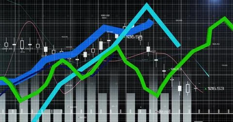 Image of data processing over grid and dark background Stock Photos