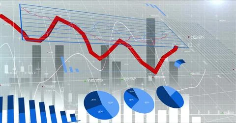 Image of data processing over grid and white background 스톡 사진