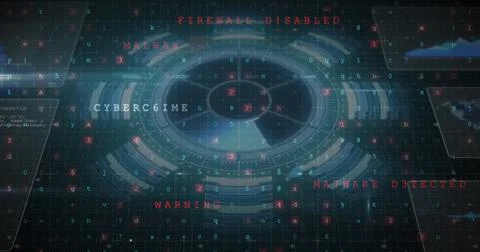 Image of data processing over grid on black background Stock Photos