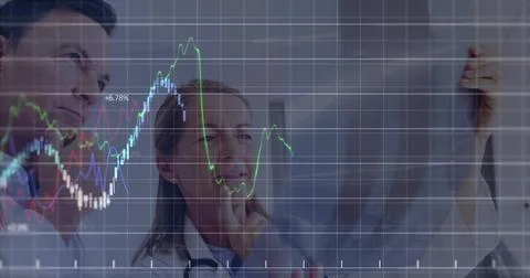 Image of data processing over group of men and women exercising Stock Photos