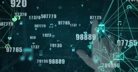 Image of data processing over hand イラスト素材