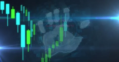 Image of data processing over handprint Stock Illustration