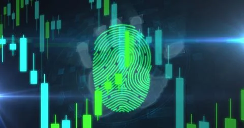 Image of data processing over handprint Stock Illustration