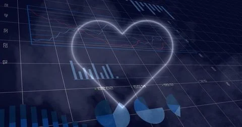 Image of data processing over heart Stock Photos