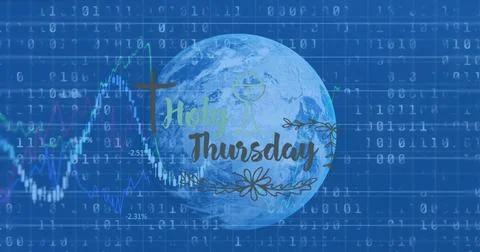 Image of data processing over holy thursday text Stock Illustration