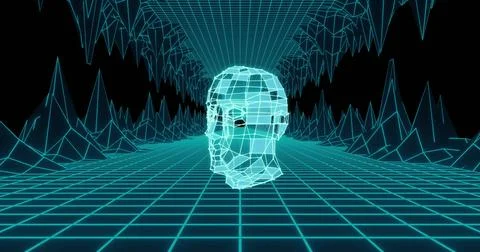 Image of data processing over human brain and metaverse Stock Photos
