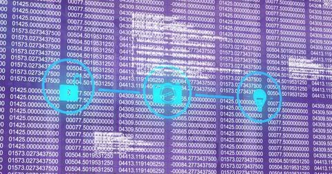 Image of data processing over icons Stock Photos