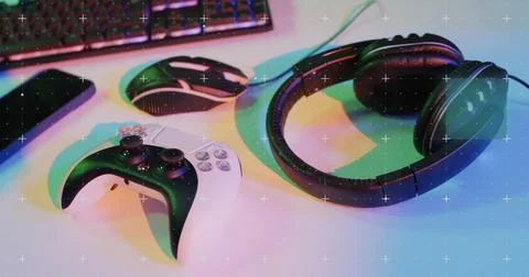 Image of data processing over image game computer equipment 스톡 사진