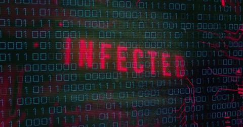 Image of data processing over infected text 스톡 사진