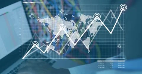 Image of data processing over laptop by computer servers Foto stock