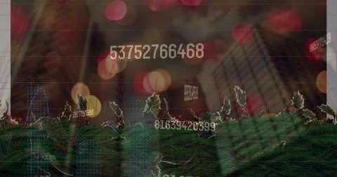 Image of data processing over leaves イラスト素材
