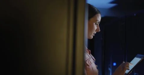 Image of data processing over lift in office Foto stock