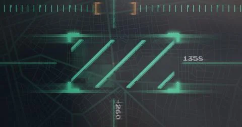 Image of data processing over map and scanner イラスト素材