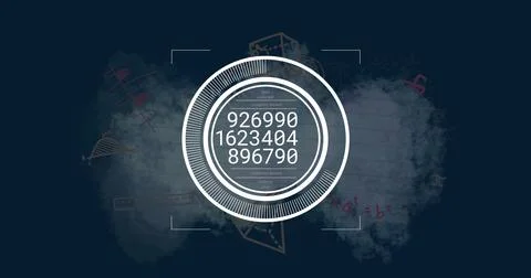 Image of data processing over mathematical equations Stock Illustration