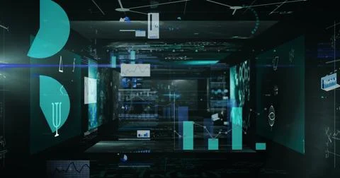 Image of data processing over mathematical equations Stock Illustration
