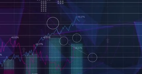 Image of data processing over media icons 库存插图