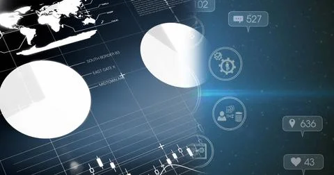Image of data processing over media icons Stockillustratie