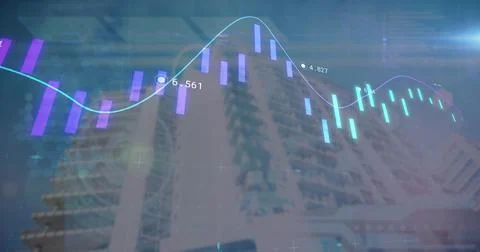 Image of data processing over modern building Stock Illustration