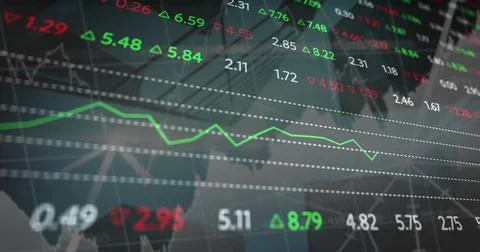 Image of data processing over modern building Ilustración de archivo