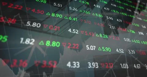 Image of data processing over modern building Ilustración de archivo