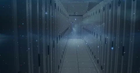 Image of data processing over modern building and cityscape Ilustração Stock