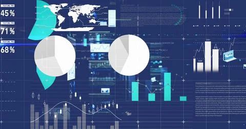 Image of data processing over navy background イラスト素材