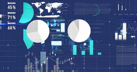 Image of data processing over navy background Stock Illustration