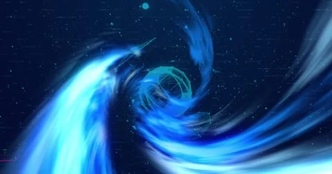 Image of data processing over neon shapes イラスト素材