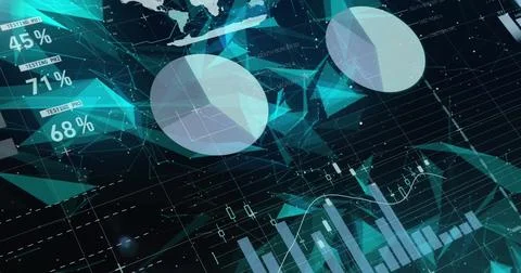Image of data processing over network of connections on black background Illustrazione stock