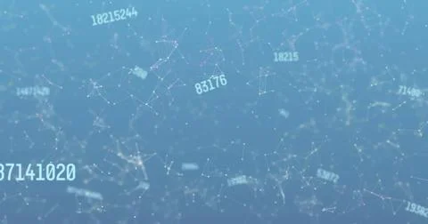 Image of data processing over network of connections on blue background Illustrazione stock