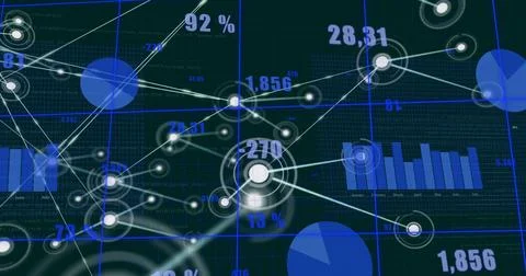Image of data processing over network of connections with icons 스톡 일러스트