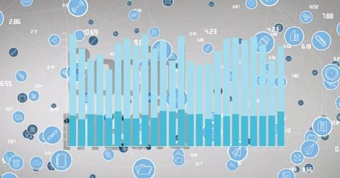 Image of data processing over network of connections Stock Illustration