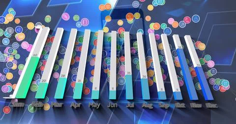 Image of data processing over network of connections and shapes Stockillustratie