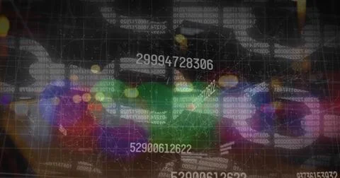 Image of data processing over networks of connections on black background Stock Photos