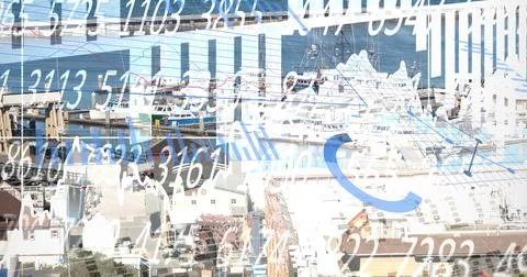 Image of data processing over numbers Illustrazione stock