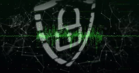 Image of data processing over online security padlock Stockillustratie