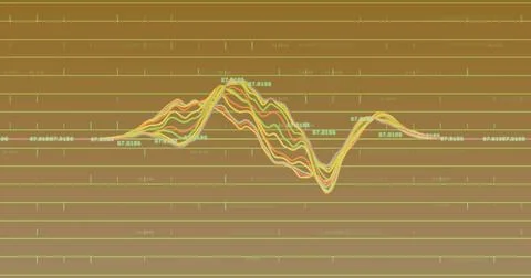 Image of data processing over orange background Stock Photos