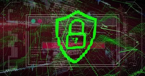 Image of data processing over padlock 스톡 사진