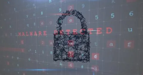 Image of data processing over padlock Foto stock