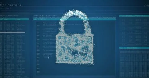 Image of data processing over padlock Foto stock