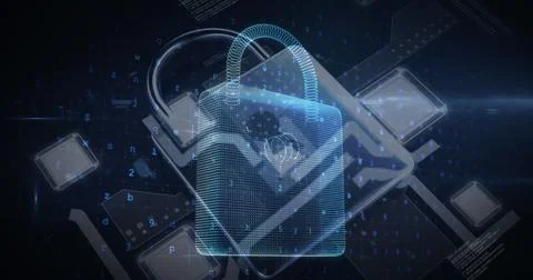 Image of data processing over padlock 스톡 사진