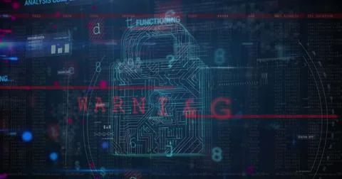 Image of data processing over padlock Stock Photos